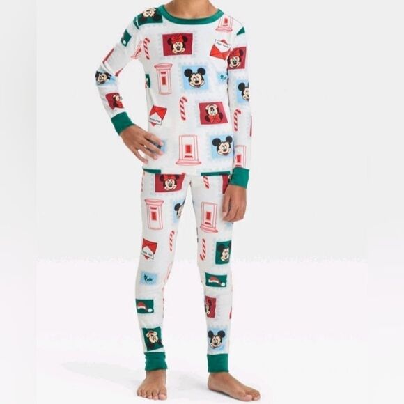NWT Kids' Christmas Disney Mickey Minnie Mouse 2pc Snug Fit Pajama Set, size 10 - Picture 6 of 8